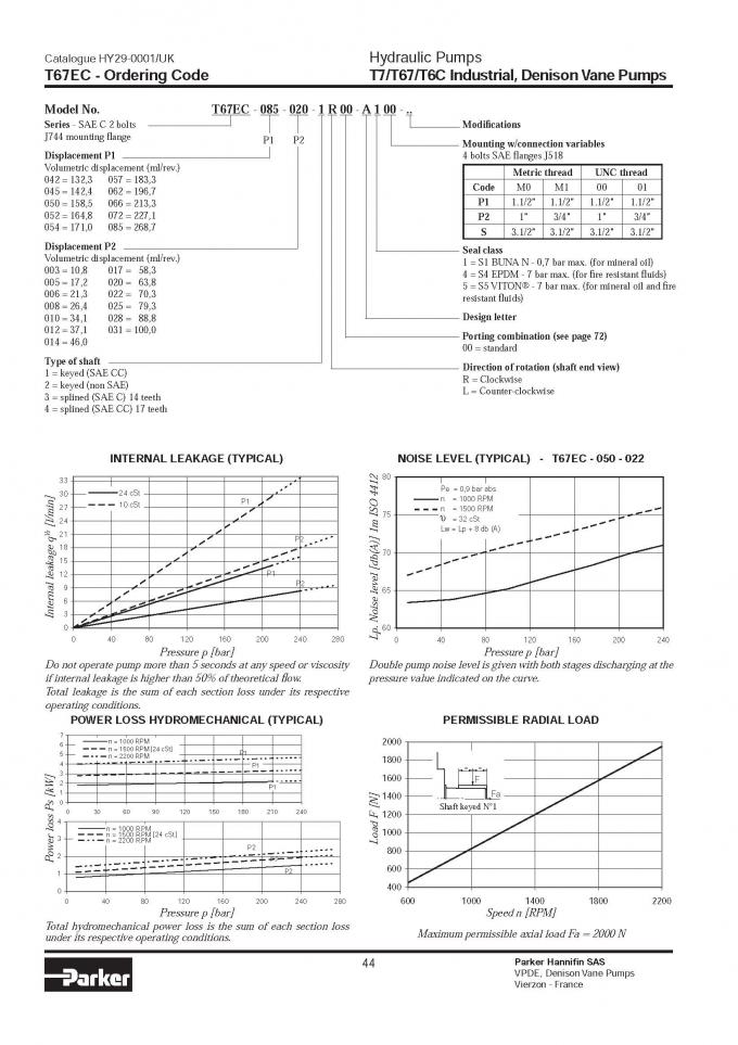 054-45273-0 T67EC-062-B31-1R00-A100 Industrial Hydraulic Pumps T67EC 0