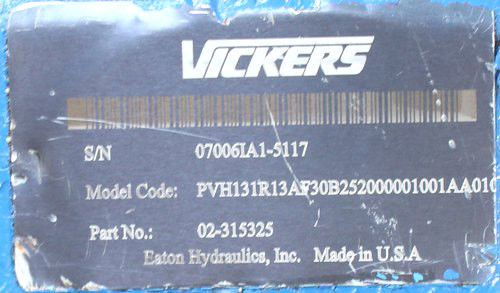 02-315325 PVH131R13AF30B252000001001AA010A Eaton Vickers PVH131 Series Variable Displacement Piston Pump