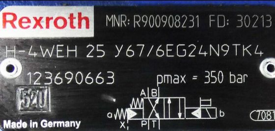 R900908231 H-4WEH25Y67/6EG24N9TK4 H-4WEH25Y6X/6EG24N9TK4 Rexroth 4WEH25Y Series Directional Spool Valve