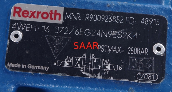 Rexroth R900923852 4WEH16J70/6EG24N9ES2K4 4WEH16J7X/6EG24N9ES2K4 Pilot Operated Directional Spool Valve